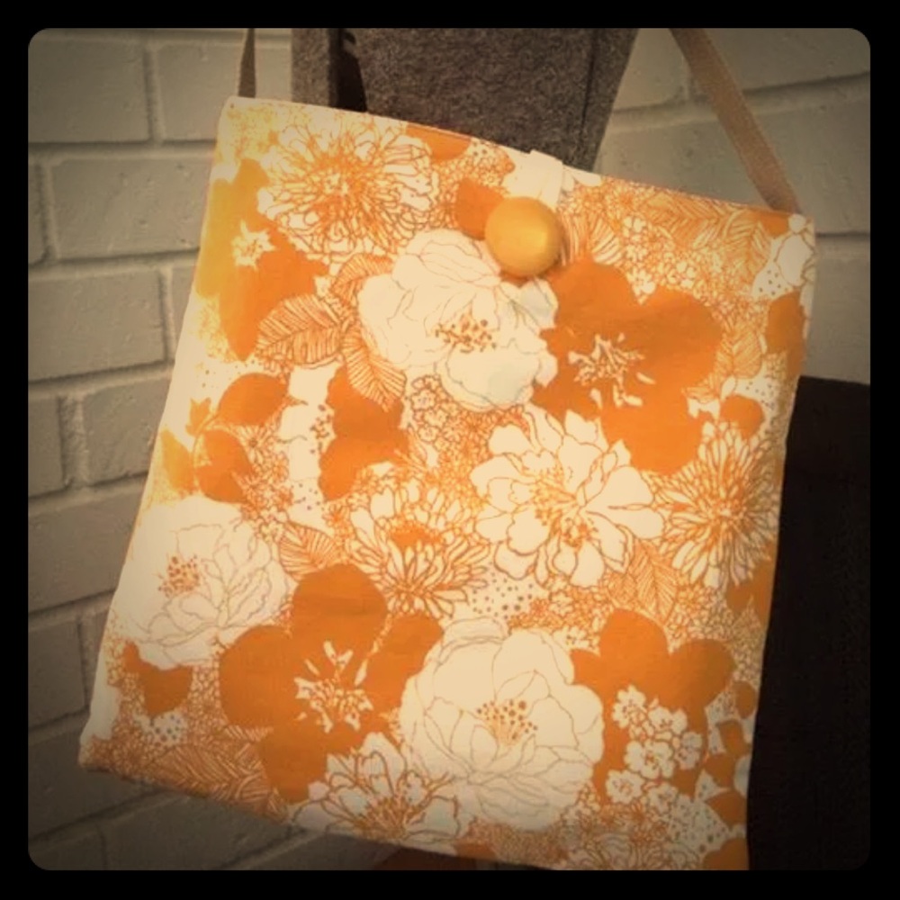 Hand made upcycled bag purse vintage fabric button
